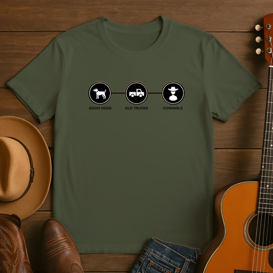 Good Dogs, Old Trucks & Cowgirls Tshirt