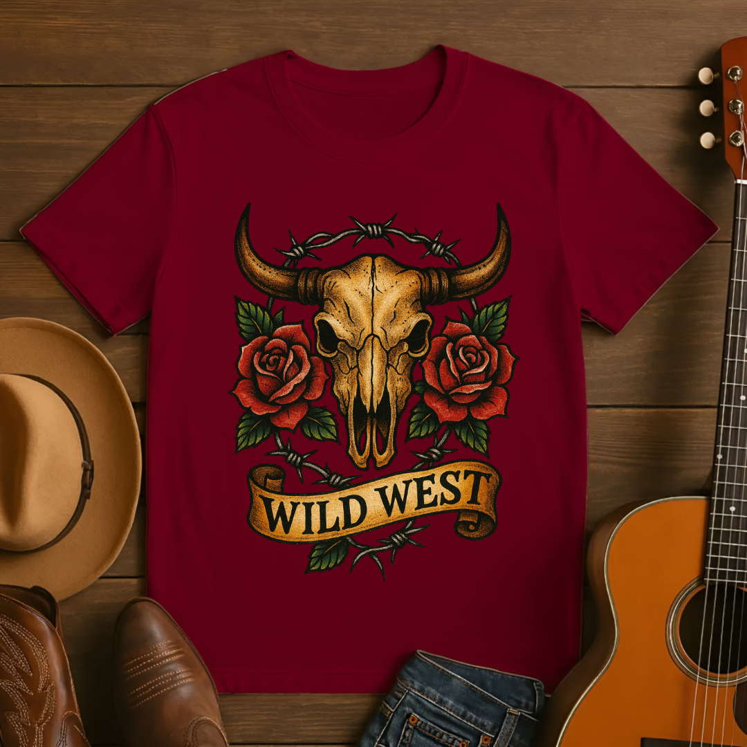 Tattoo Style Western Skull T-Shirt