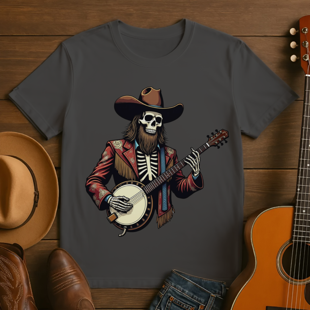 Skeleton Cowboy Banjo Player T-Shirt