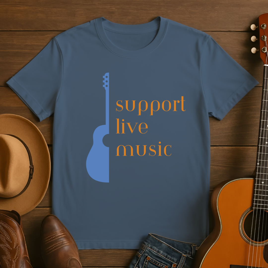 Support Live Music Acoustic Guitar T-Shirt