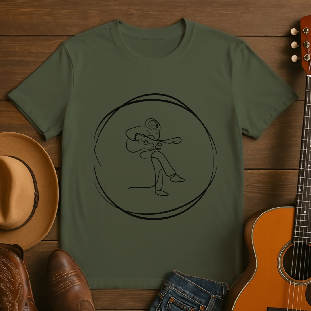 Line Art Acoustic Guitar Player T-Shirt