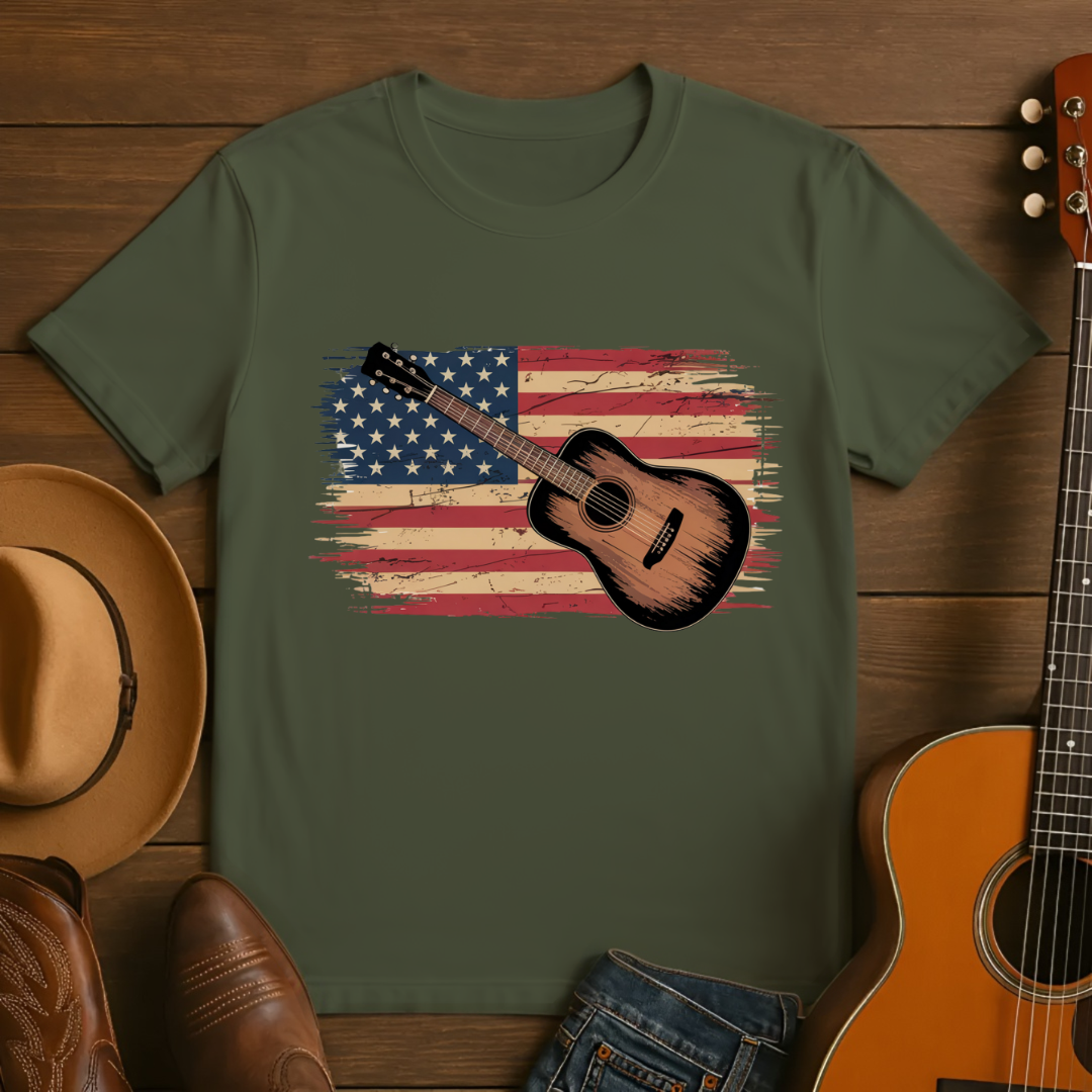American Flag with Guitar T-Shirt