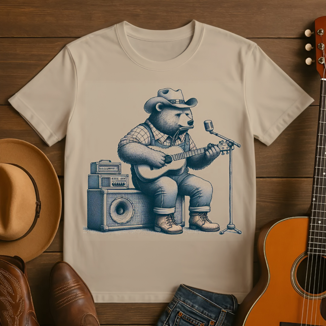 Cowboy Bear Guitarist T-Shirt