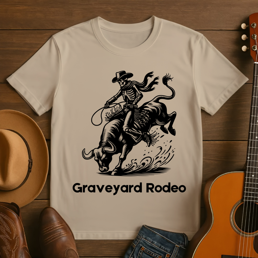 Cowboy Skeleton Bull Rider - Graveyard Rodeo T-shirt