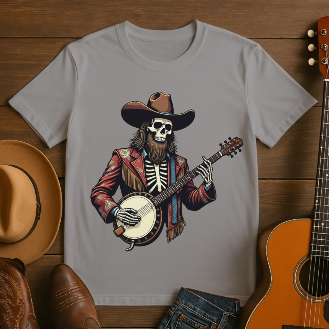 Skeleton Cowboy Banjo Player T-Shirt