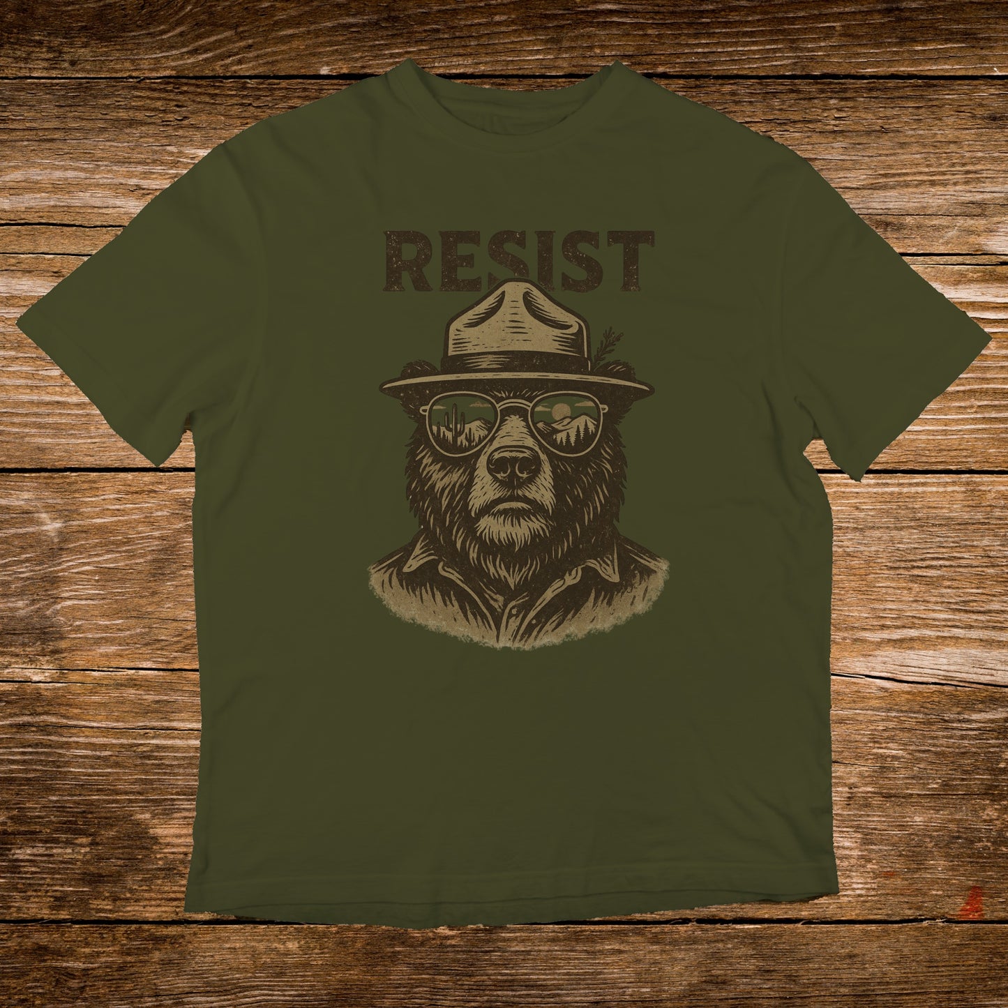 Resist Bear with Sunglasses Graphic T-shirt