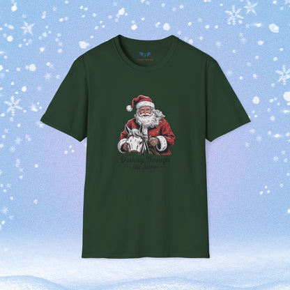 Dashing Through the Snow with Santa on a Horse Tshirt