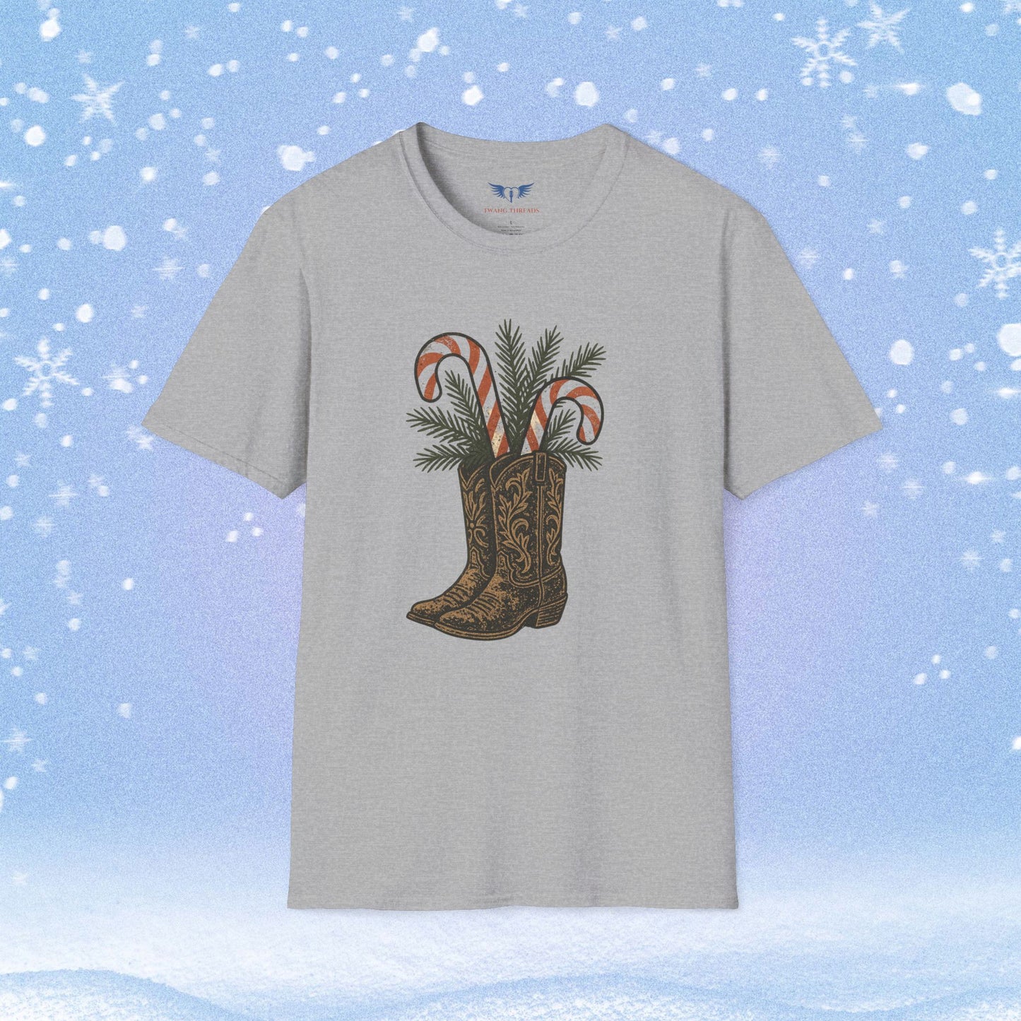 Boots Candy Canes and Mistletoe Holiday Tshirt