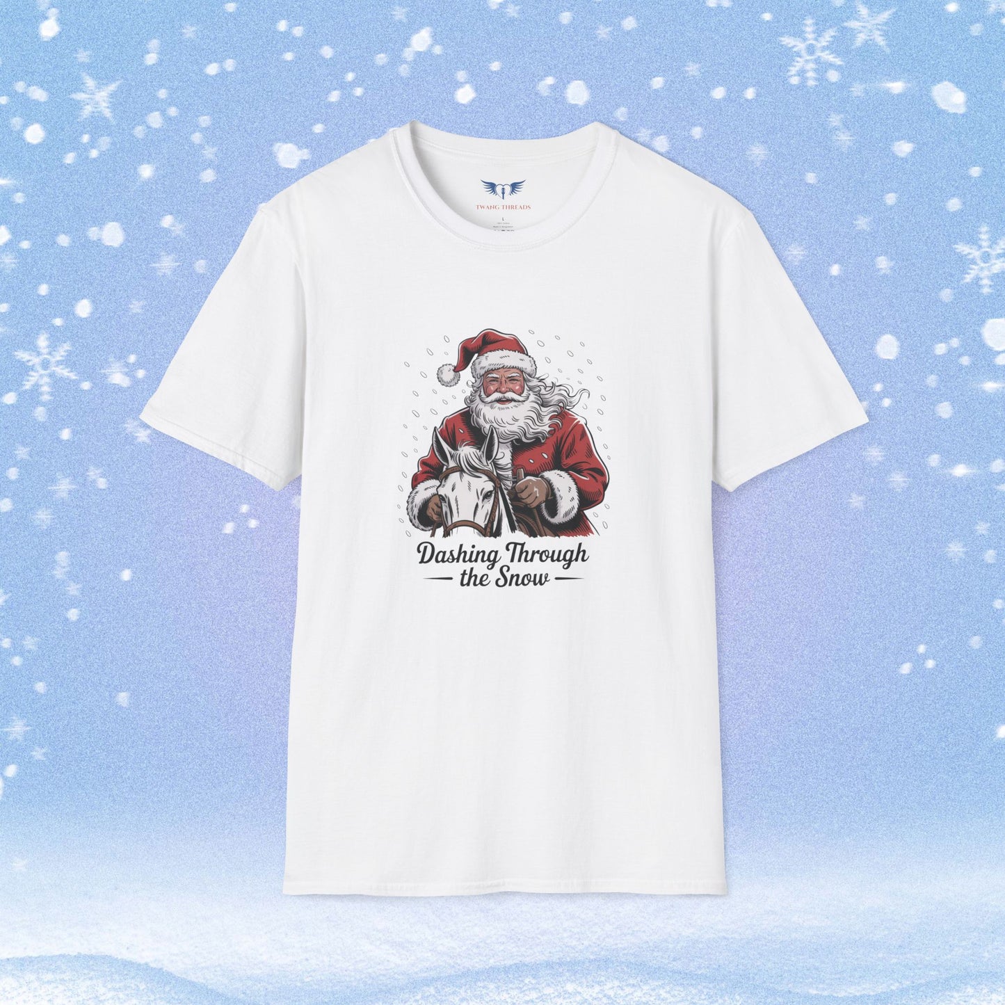 Dashing Through the Snow with Santa on a Horse Tshirt