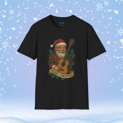 Merry Christmas Tattoo Style Santa Tshirt