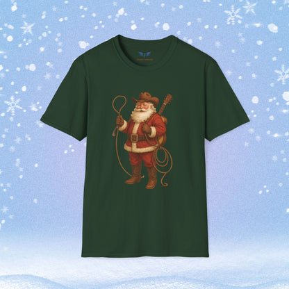 Old Fashioned Cowboy Santa with Guitar Tshirt