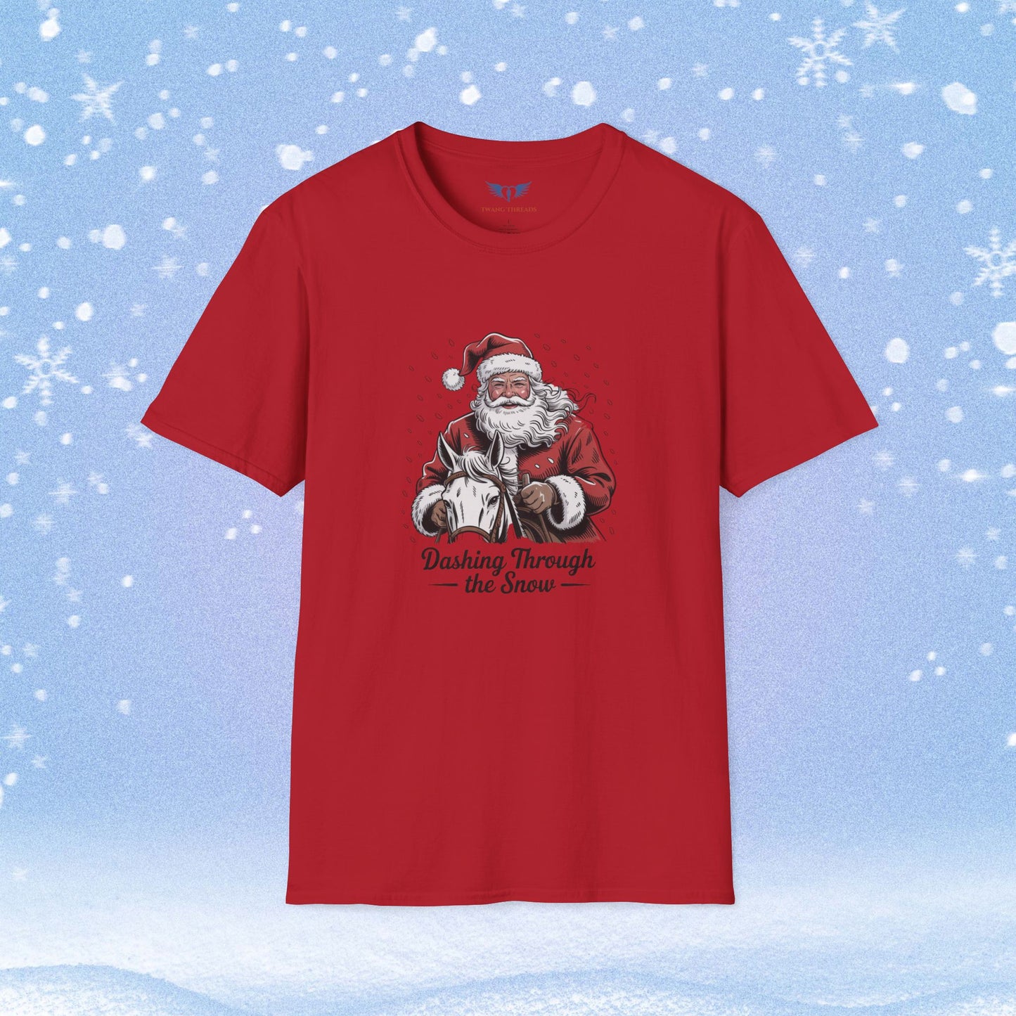 Dashing Through the Snow with Santa on a Horse Tshirt