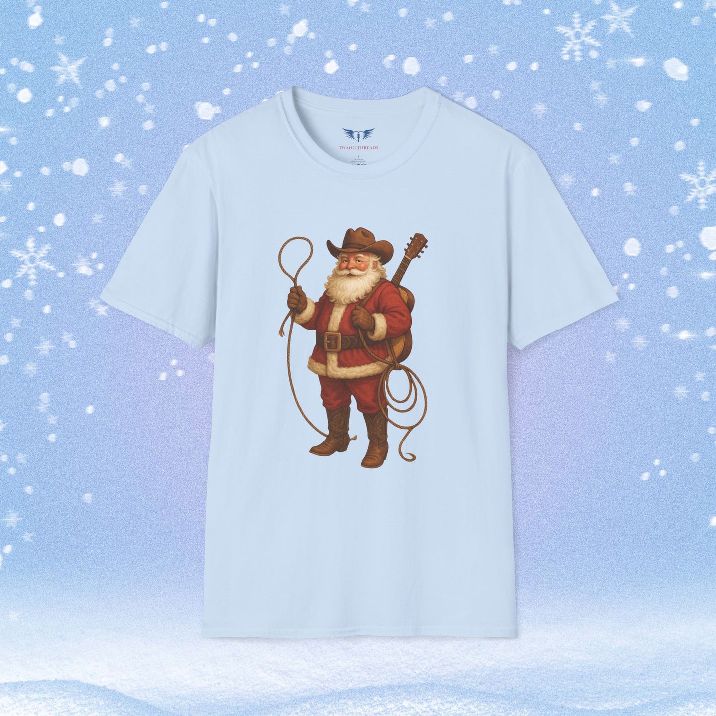 Old Fashioned Cowboy Santa with Guitar Tshirt