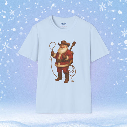 Old Fashioned Cowboy Santa with Guitar Tshirt