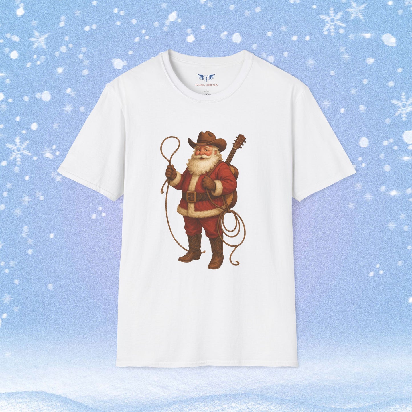 Old Fashioned Cowboy Santa with Guitar Tshirt