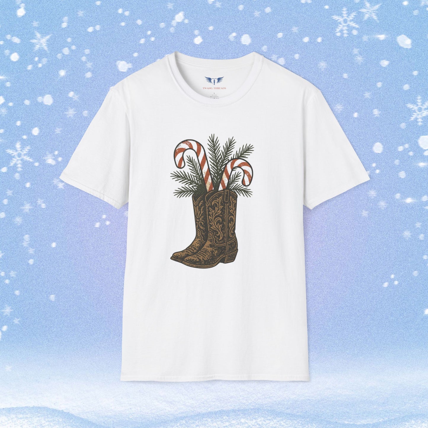 Boots Candy Canes and Mistletoe Holiday Tshirt