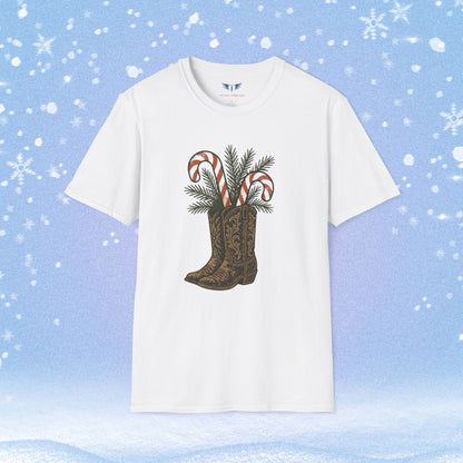 Boots Candy Canes and Mistletoe Holiday Tshirt