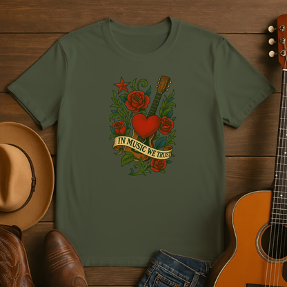 Tattoo Style In Music We Trust Tshirt