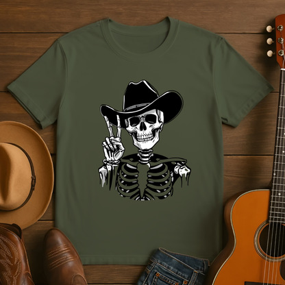Graveyard Rodeo Peace Skeleton Tshit