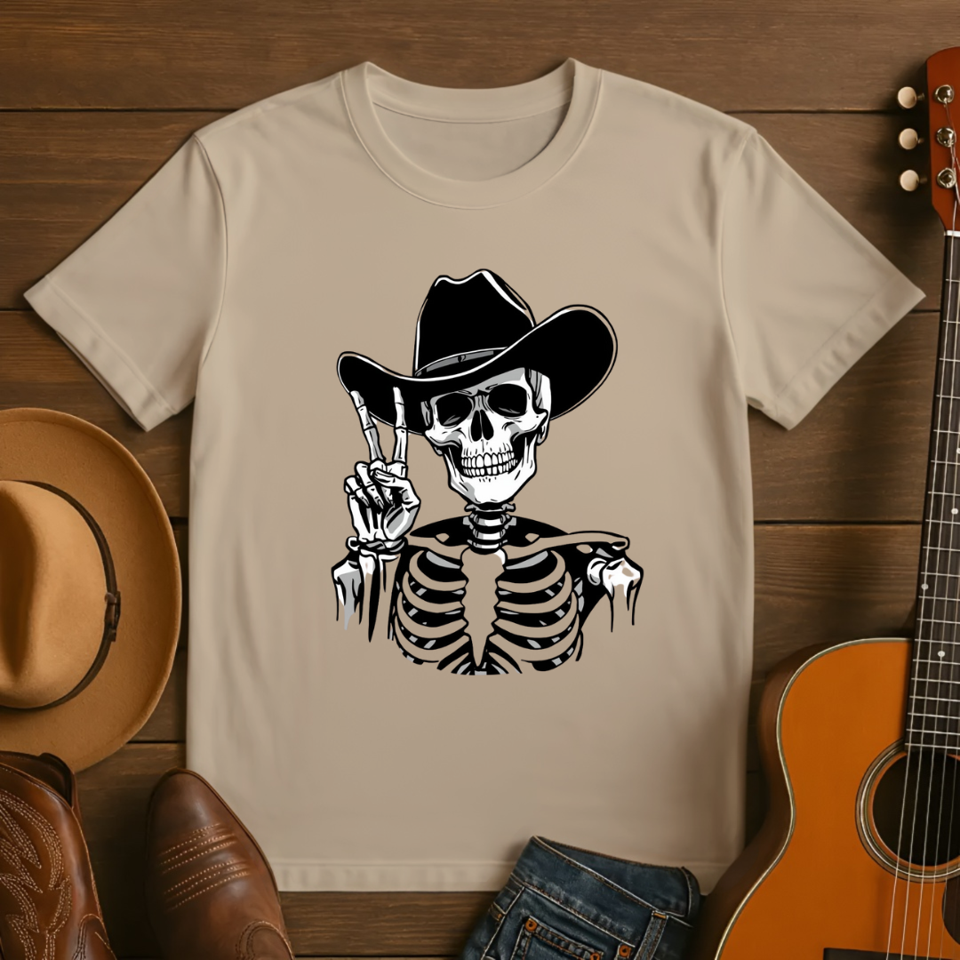 Graveyard Rodeo Peace Skeleton Tshit