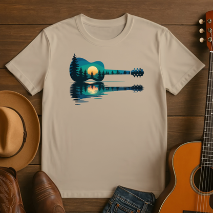 Nature Guitar Sunset Reflection Tshirt