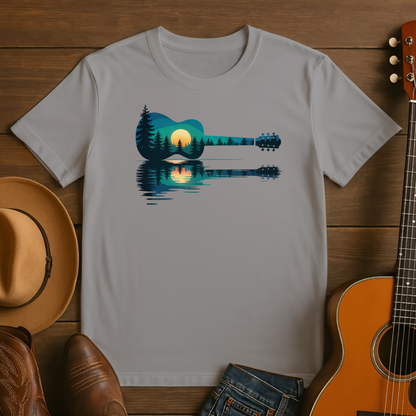 Nature Guitar Sunset Reflection Tshirt