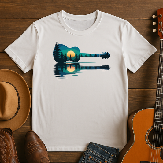 Nature Guitar Sunset Reflection Tshirt