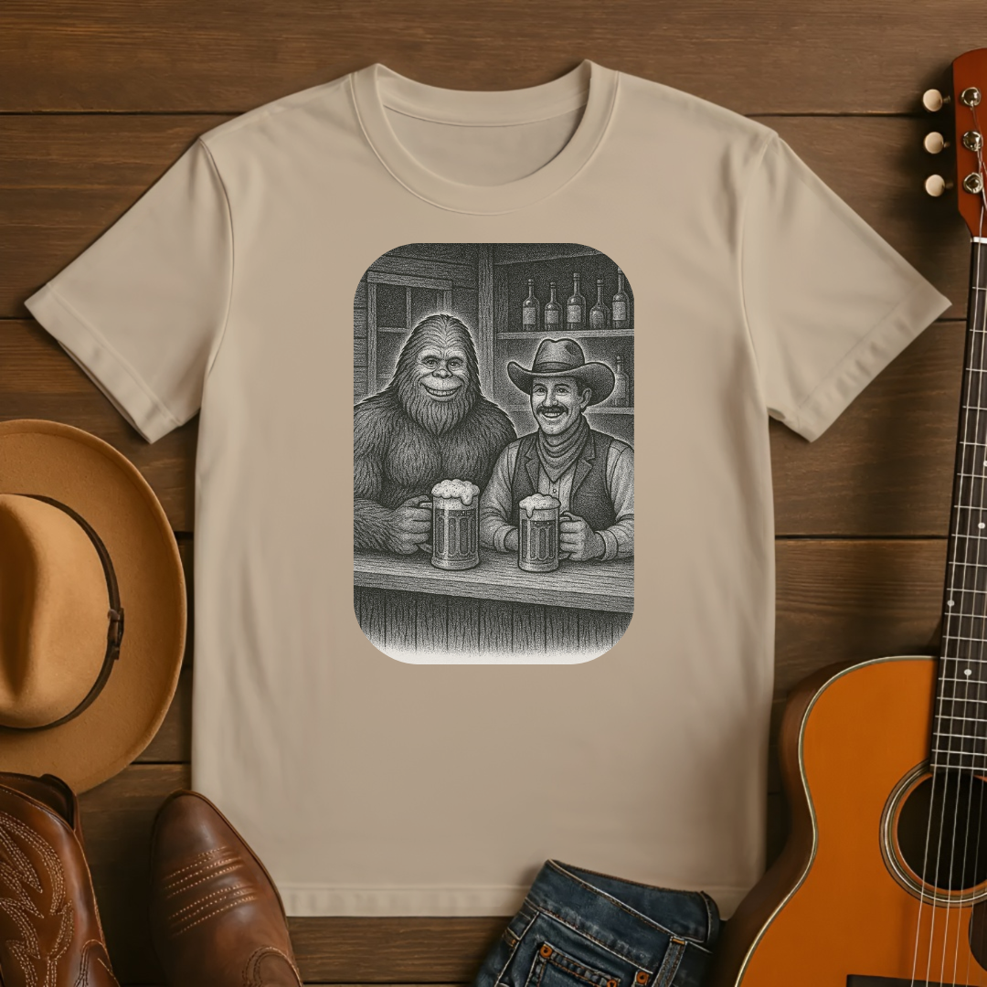 Yeti and Cowboy at a Bar Drinking a Beer Tshirt