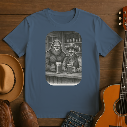 Yeti and Cowboy at a Bar Drinking a Beer Tshirt