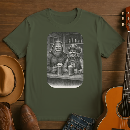 Yeti and Cowboy at a Bar Drinking a Beer Tshirt