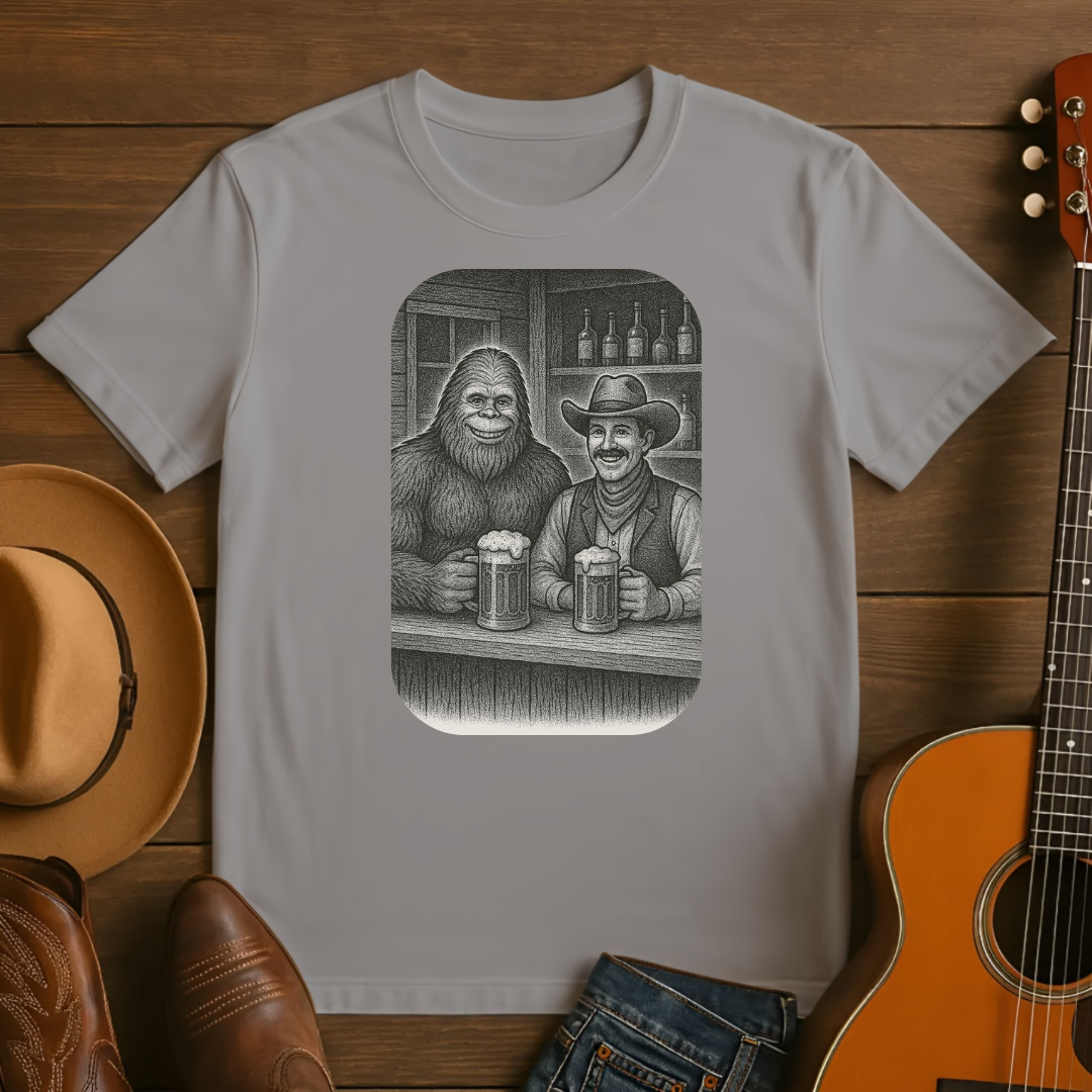 Yeti and Cowboy at a Bar Drinking a Beer Tshirt