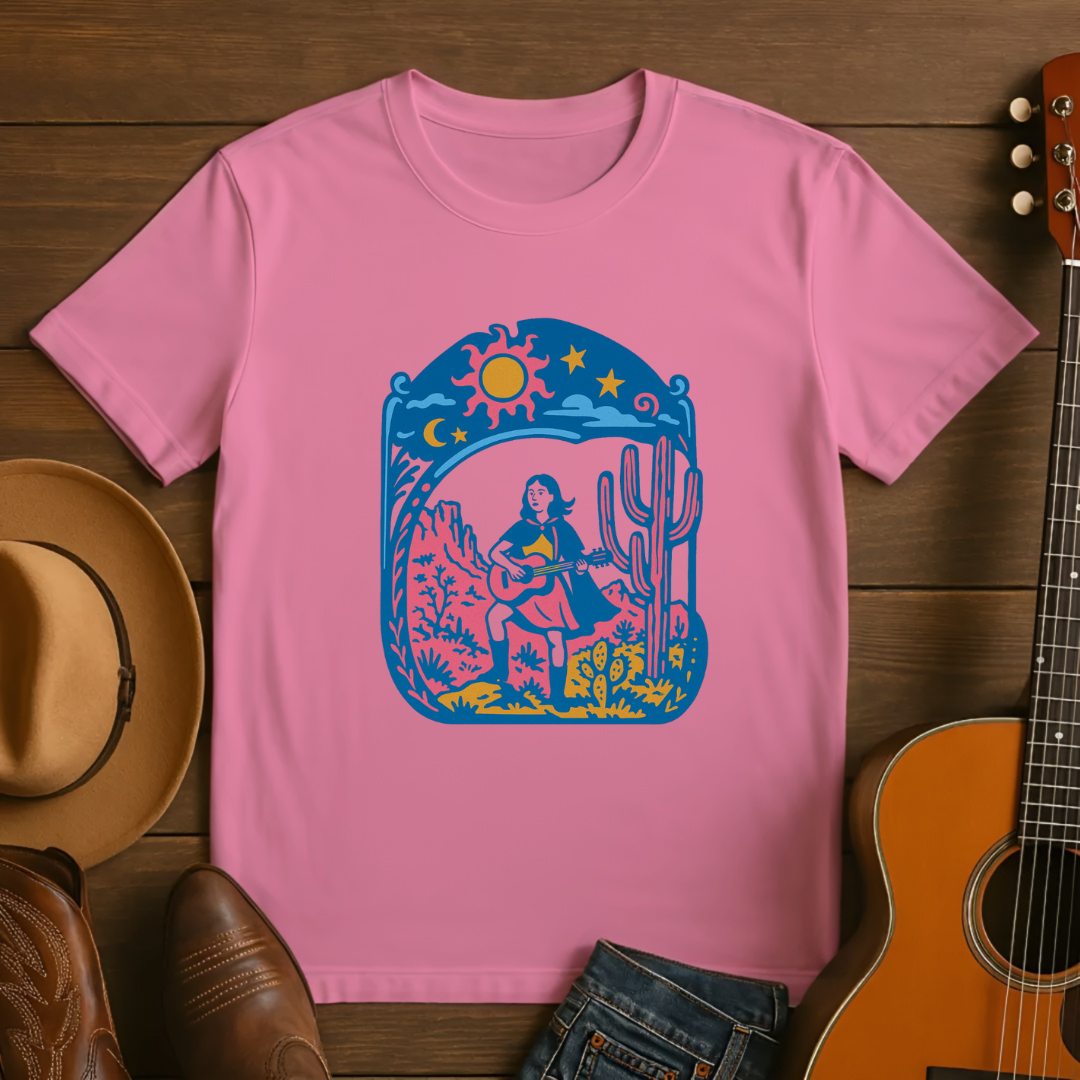 Girl Playing Guitar in the Desert Tshirt