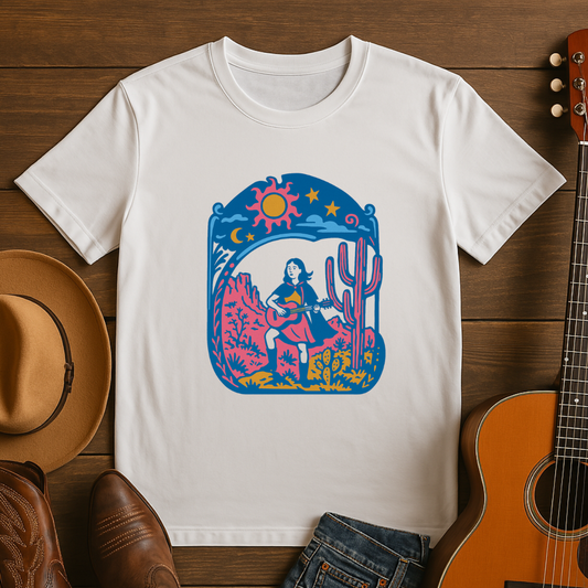Girl Playing Guitar in the Desert Tshirt