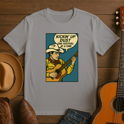 Kickin' Up Dust Cowboy with Guitar Tshirt
