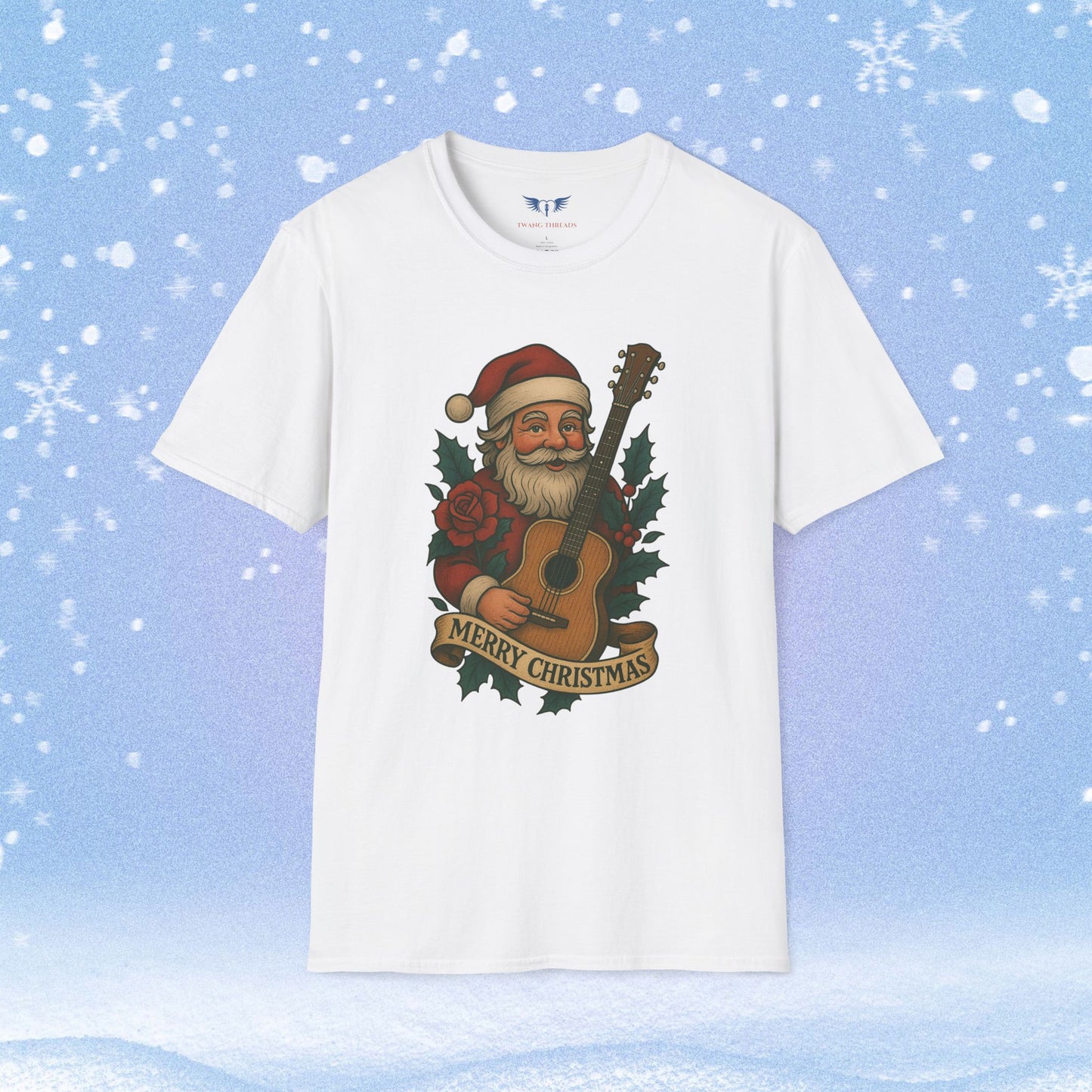 Merry Christmas Tattoo Style Santa Tshirt