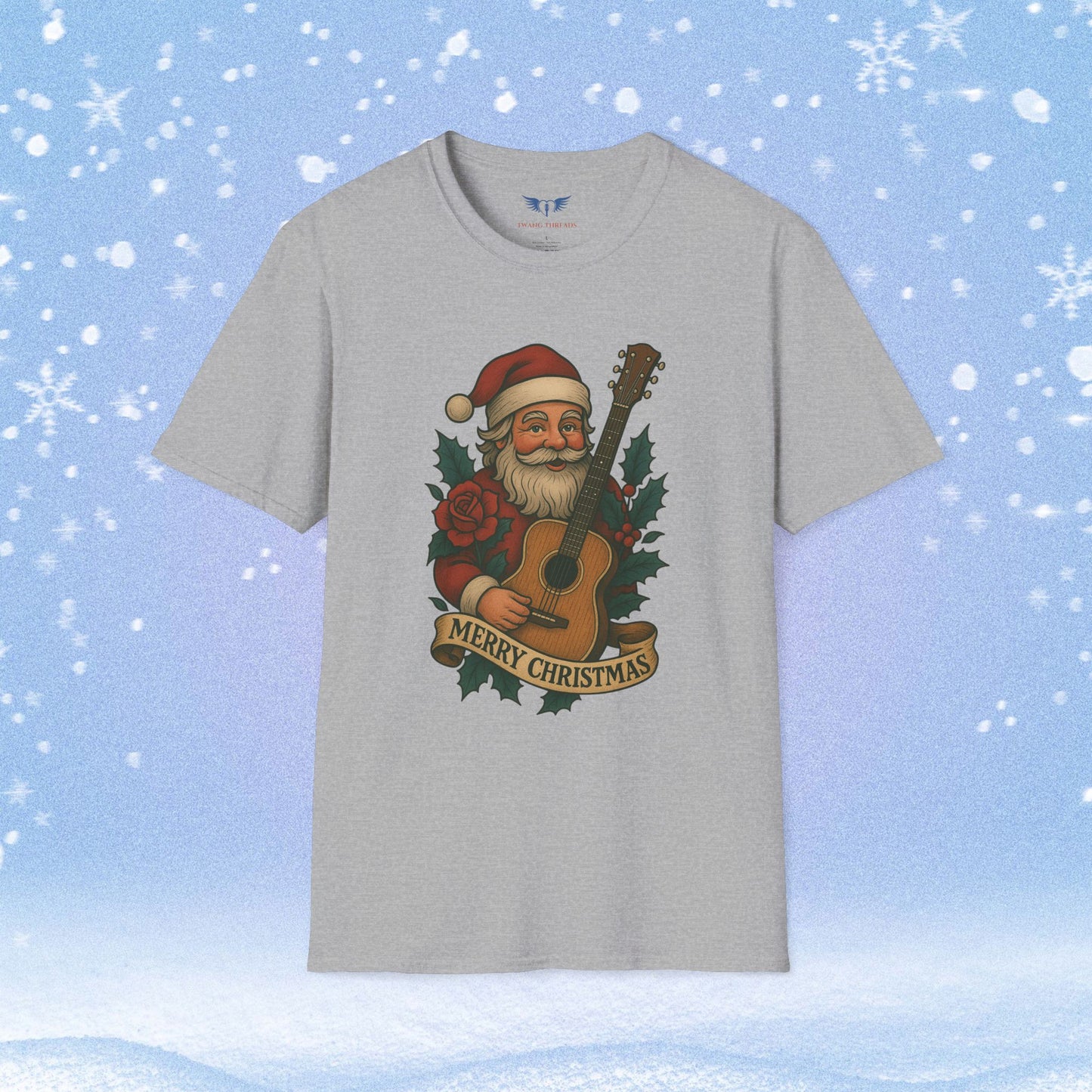 Merry Christmas Tattoo Style Santa Tshirt