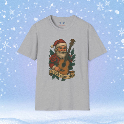 Merry Christmas Tattoo Style Santa Tshirt