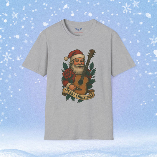 Merry Christmas Tattoo Style Santa Tshirt