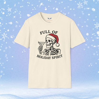 Full of Holiday Cheer Skeleton Drinking a Martini Tshirt