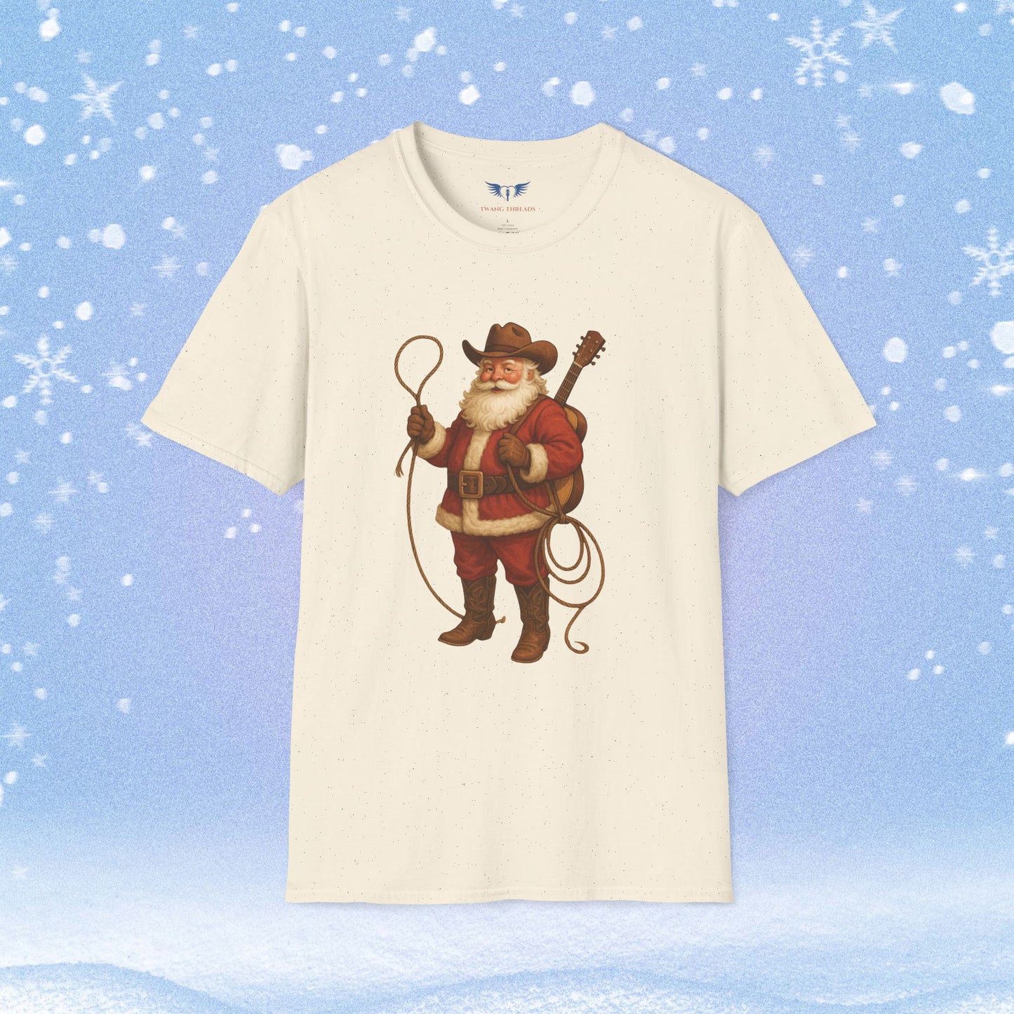 Old Fashioned Cowboy Santa with Guitar Tshirt