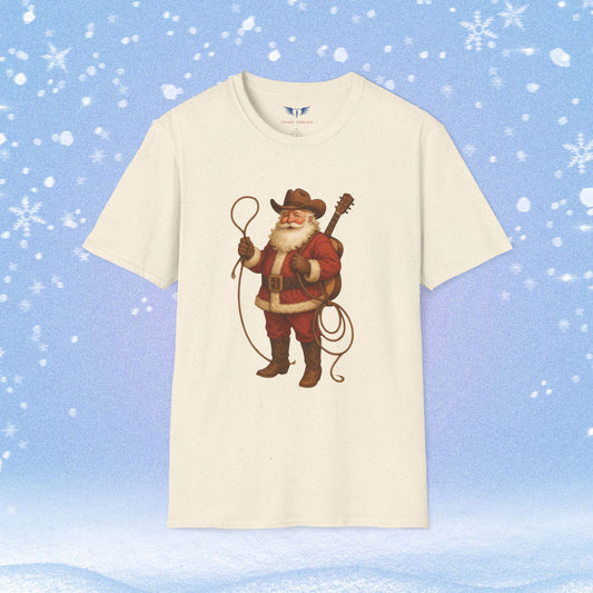 Old Fashioned Cowboy Santa with Guitar Tshirt