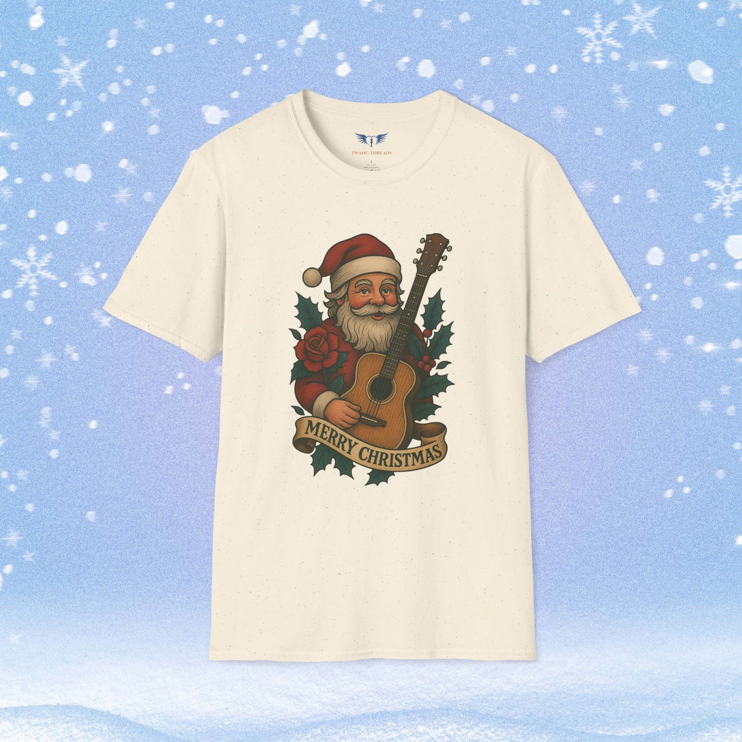 Merry Christmas Tattoo Style Santa Tshirt