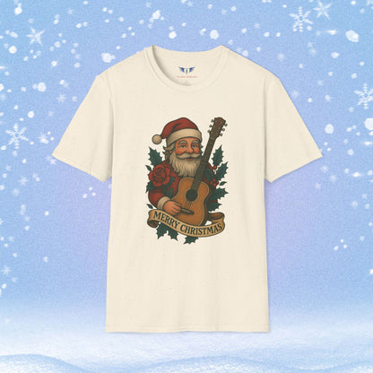 Merry Christmas Tattoo Style Santa Tshirt