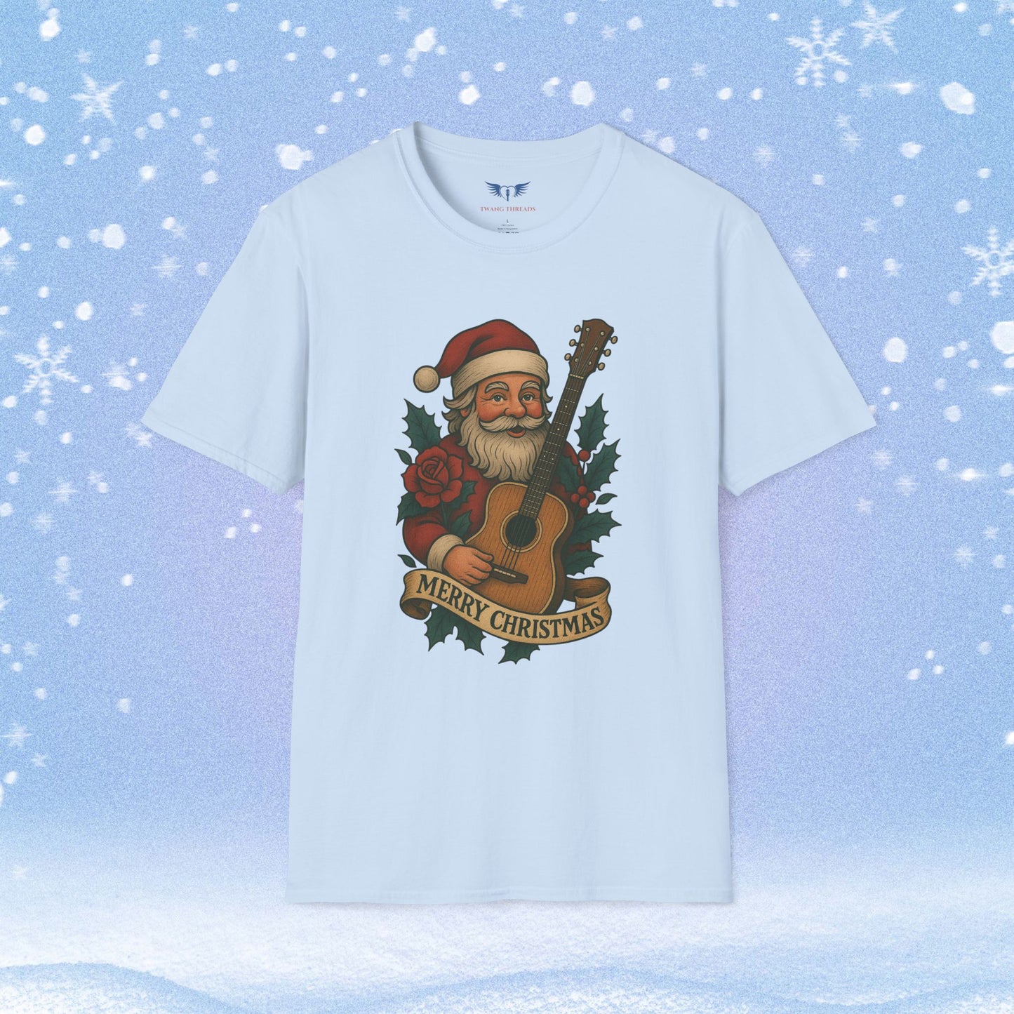 Merry Christmas Tattoo Style Santa Tshirt