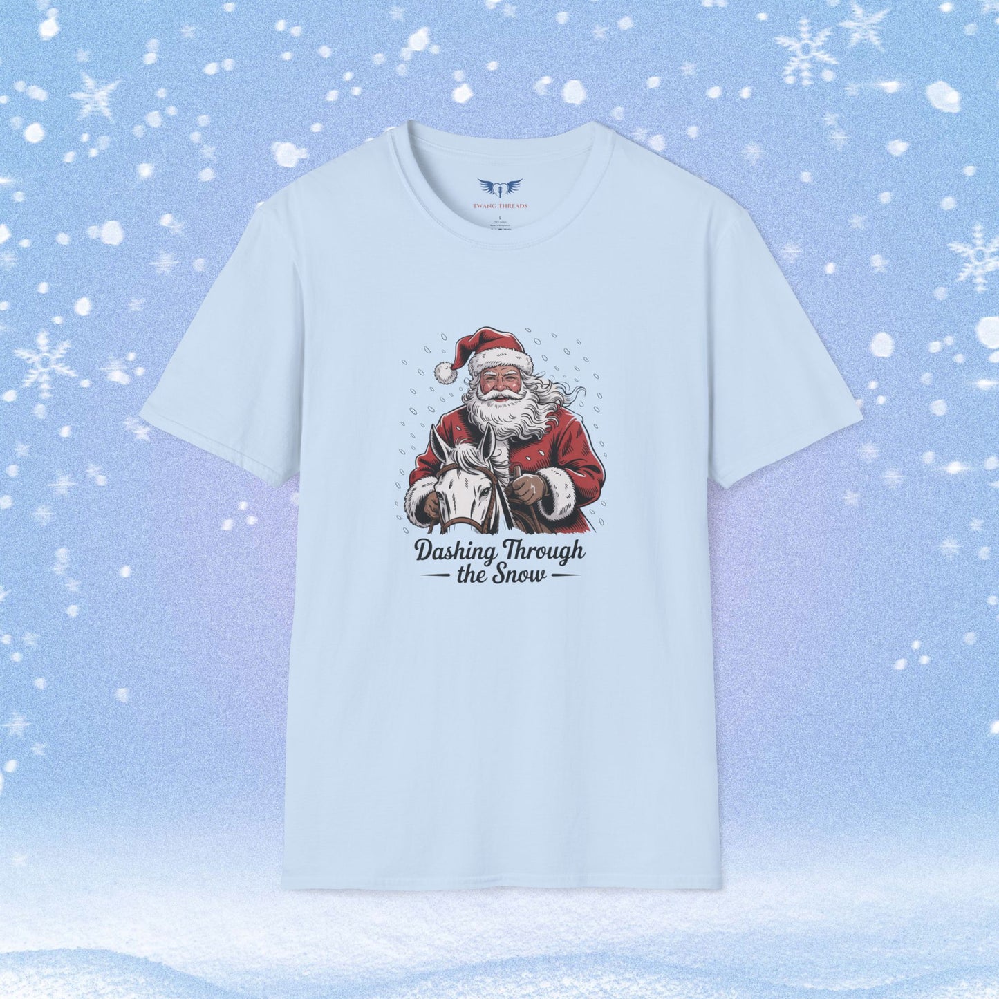 Dashing Through the Snow with Santa on a Horse Tshirt