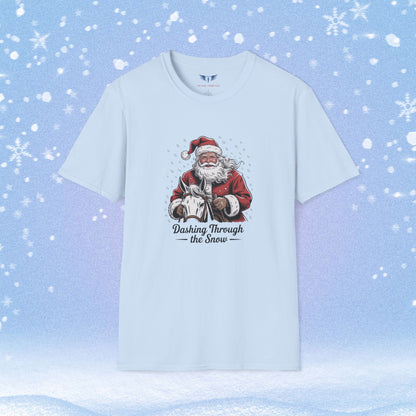 Dashing Through the Snow with Santa on a Horse Tshirt
