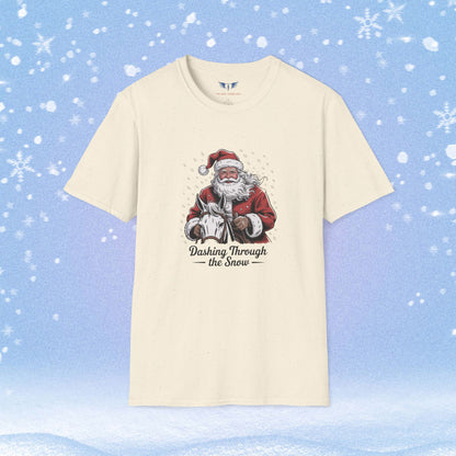 Dashing Through the Snow with Santa on a Horse Tshirt