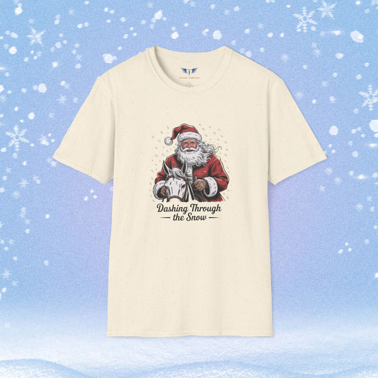 Dashing Through the Snow with Santa on a Horse Tshirt