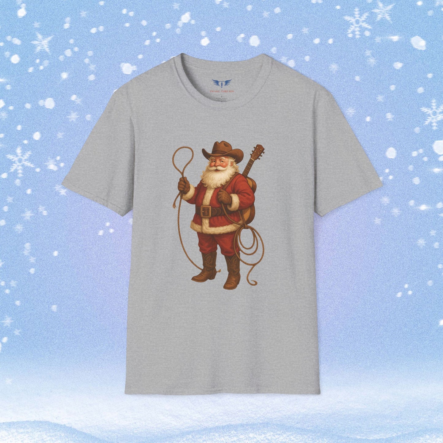 Old Fashioned Cowboy Santa with Guitar Tshirt