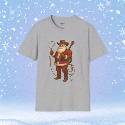 Old Fashioned Cowboy Santa with Guitar Tshirt